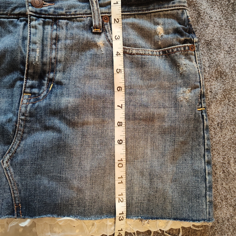 Abercrombie & Fitch Denim Mini Skirt with Lace Trim - Picture 9 of 9